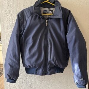 Vtg 80s The North Face Down Bomber Puffer Jacket Blue Tag Made In USA Mens M